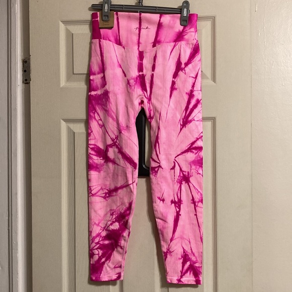 NWT Pink Seamless High Waist 7/8 Workout Tight - Pink Daisy Spiral Tie Dye - Picture 8 of 13
